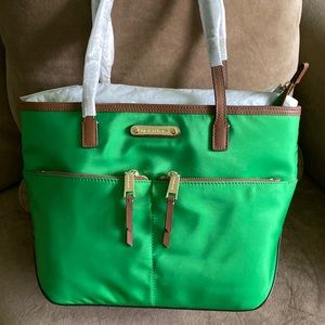 MK green nylon tote